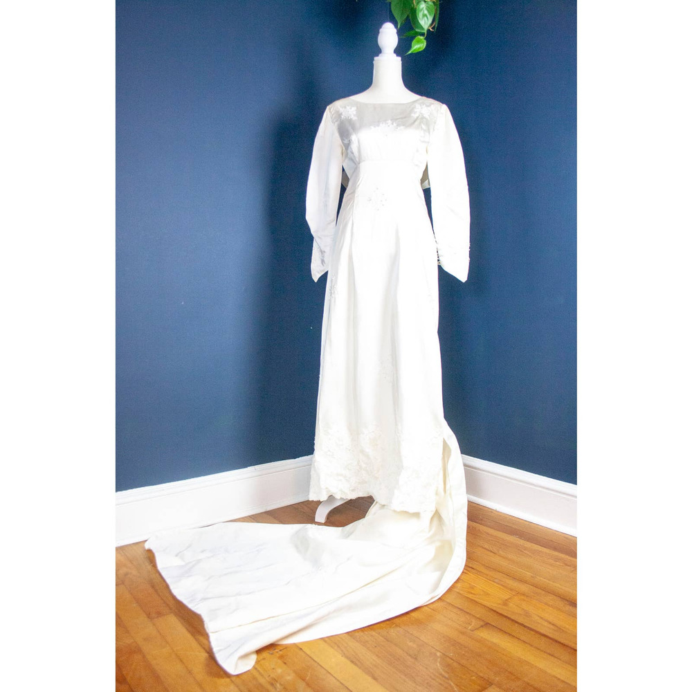 Vintage Handmade 1960s Wedding Dress with Train